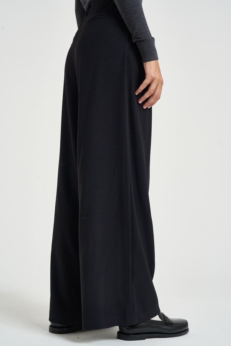 Pantaloni donna a palazzo neri 0271 NERO ELEH 