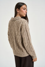 Maglia donna a trecce beige 26001 FANGO ELEH 