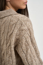 Maglia donna a trecce beige 26001 FANGO ELEH 