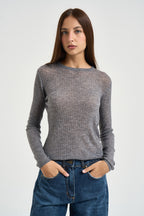 Maglia donna a coste grigia 26007 GRIGIO ELEH 