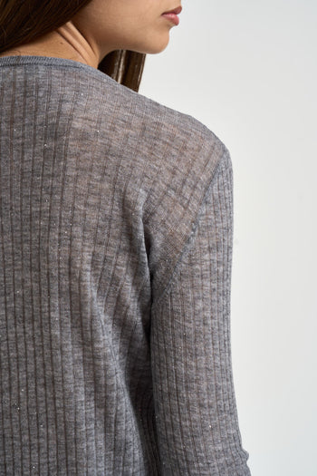 Maglia donna a coste grigia - 4