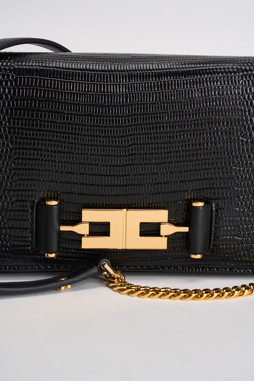 Borsa a tracolla nera dettagli oro - 2