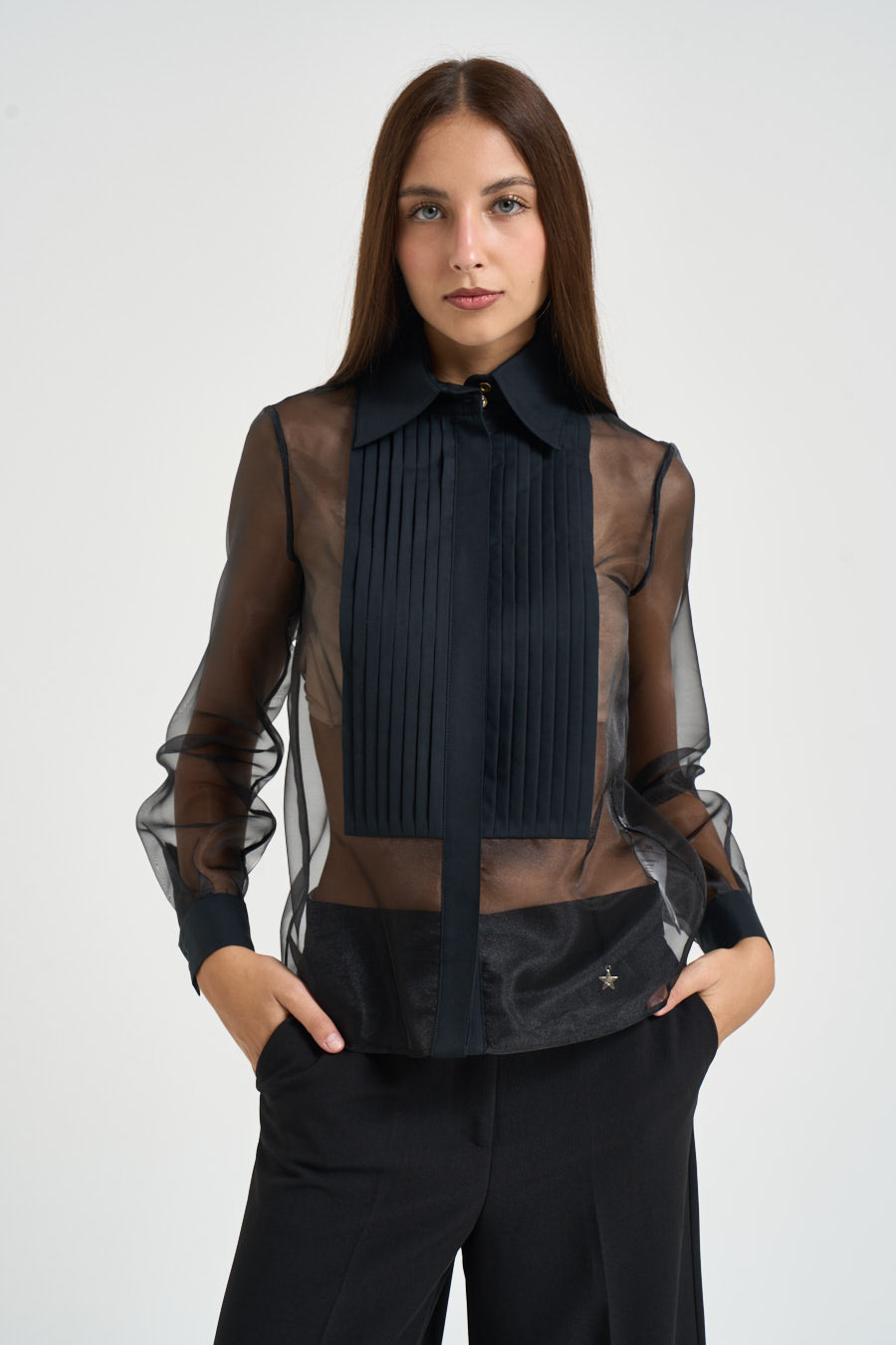 Camicia donna in organza nera CA168 110 ELISABETTA FRANCHI 