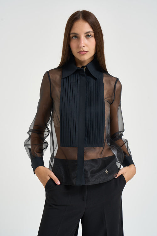 Camicia donna in organza nera