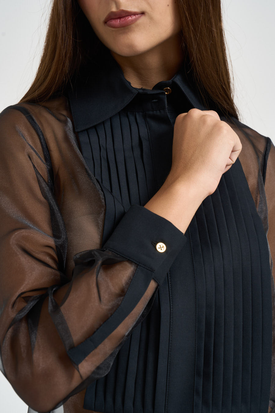 Camicia donna in organza nera CA168 110 ELISABETTA FRANCHI 