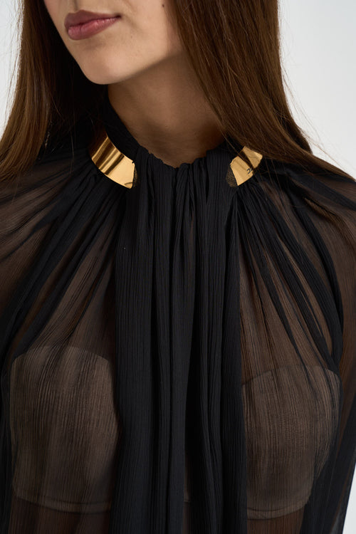 Blusa donna semitrasparente nera - 2