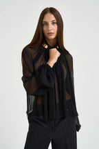 Blusa donna semitrasparente nera CA189 110 ELISABETTA FRANCHI 
