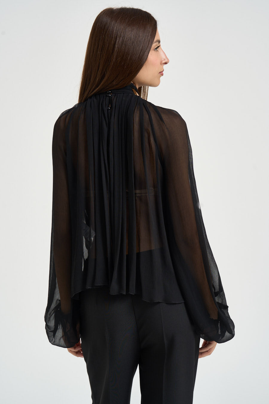 Blusa donna semitrasparente nera CA189 110 ELISABETTA FRANCHI 