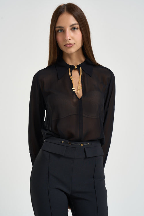 Camicia donna semitrasparente nera - 2