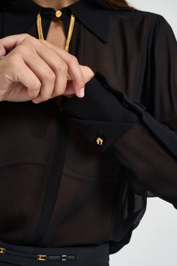 Camicia donna semitrasparente nera - 4