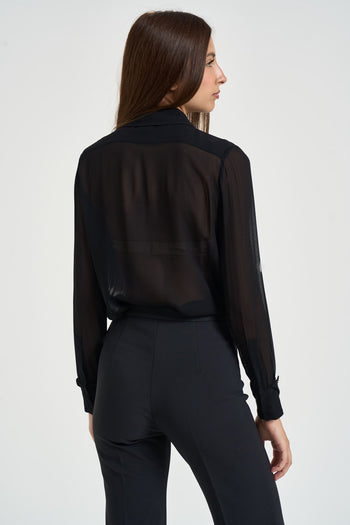 Camicia donna semitrasparente nera - 5