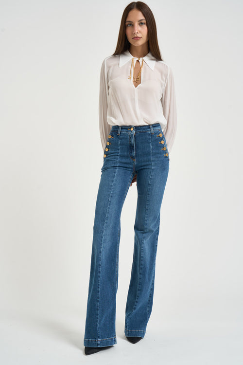 Camicia donna semitrasparente bianca