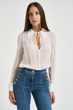 Camicia donna semitrasparente bianca CA194 360 ELISABETTA FRANCHI 
