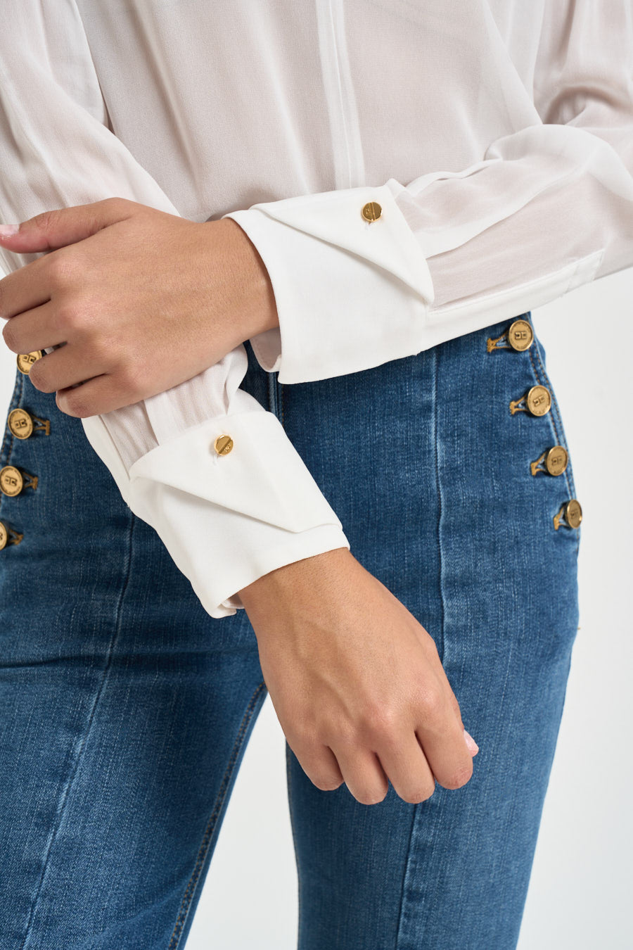 Camicia donna semitrasparente bianca CA194 360 ELISABETTA FRANCHI 