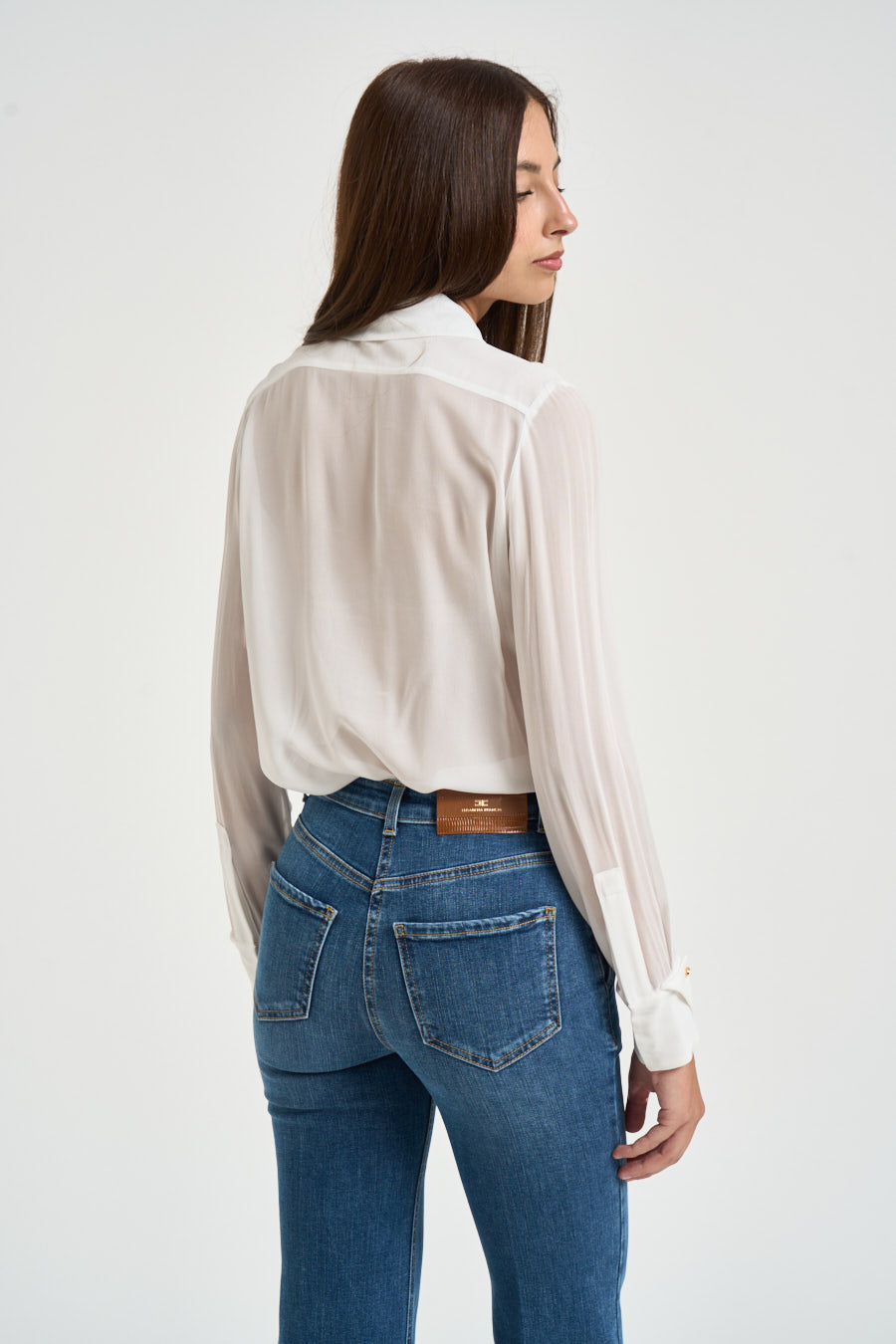 Camicia donna semitrasparente bianca CA194 360 ELISABETTA FRANCHI 