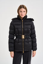 Piumino donna con cintura in vita nero PI92D 110 ELISABETTA FRANCHI 