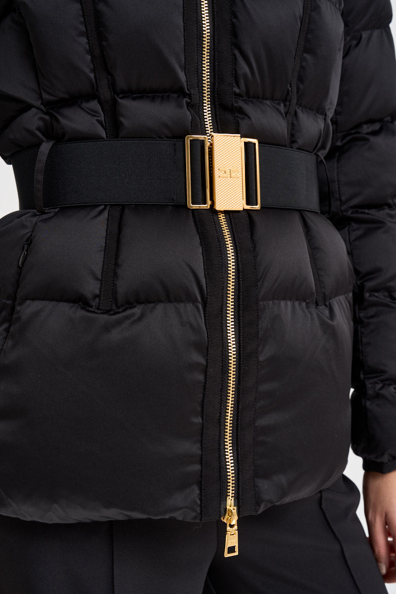 Piumino donna con cintura in vita nero PI92D 110 ELISABETTA FRANCHI 