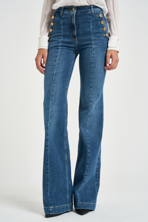 Jeans donna a zampa blu