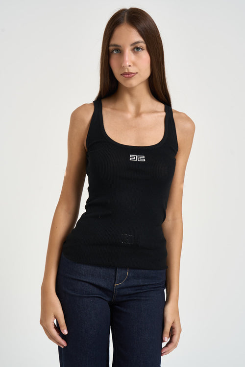 Canotta donna in maglia nera