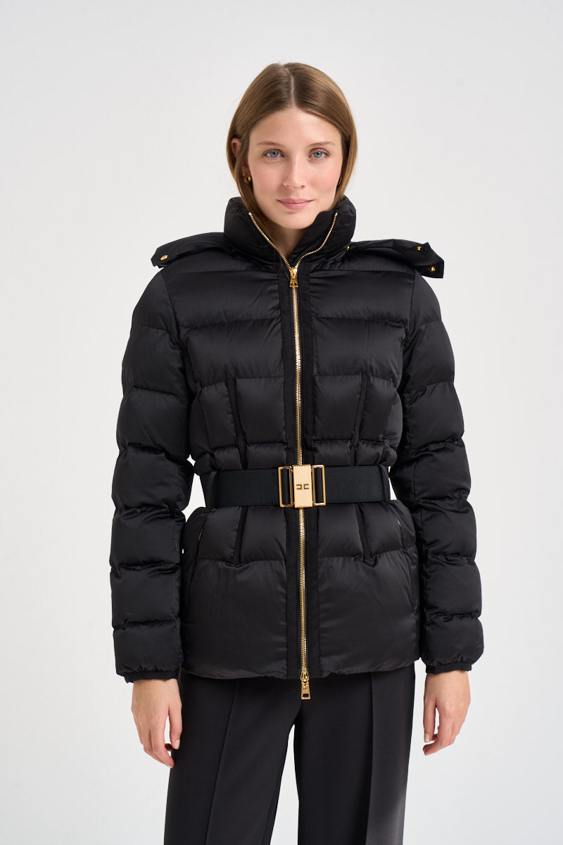 Piumino donna con cintura in vita nero PI92D 110 ELISABETTA FRANCHI 