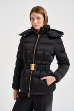 Piumino donna con cintura in vita nero PI92D 110 ELISABETTA FRANCHI 