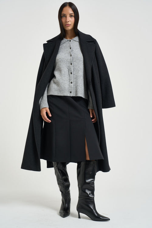 Cappotto donna lungo grigio antracite - 1