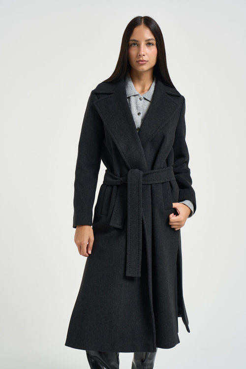 Cappotto donna lungo grigio antracite - 2