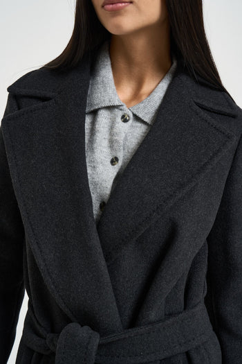 Cappotto donna lungo grigio antracite - 3