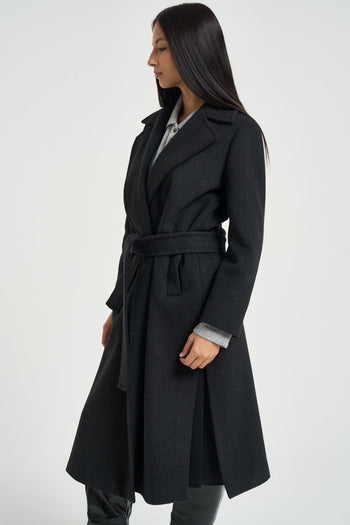 Cappotto donna lungo grigio antracite - 4