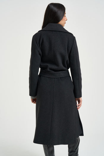 Cappotto donna lungo grigio antracite - 5