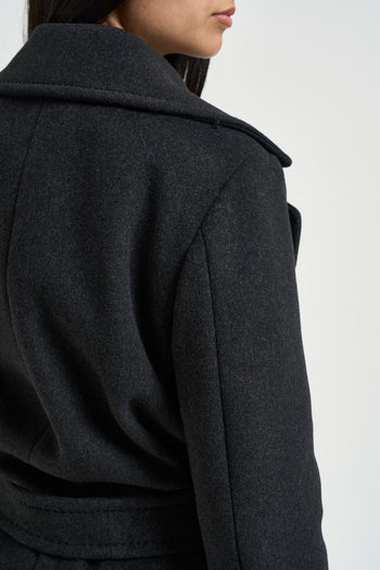 Cappotto donna lungo grigio antracite - 6