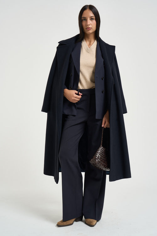 Cappotto donna lungo blu notte