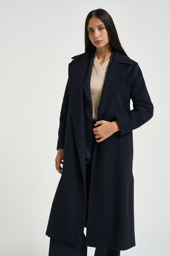 Cappotto donna lungo blu notte - 4