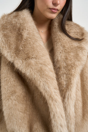 Giacca donna ecrù in ecopelliccia beige - 3