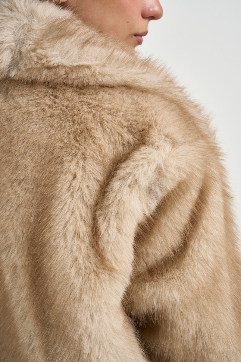 Giacca donna ecrù in ecopelliccia beige EDITTA 001 EMME 