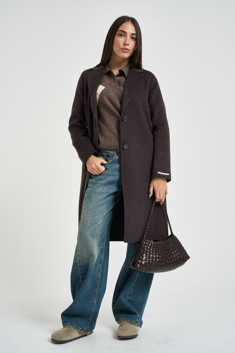 Cappotto donna monopetto marrone ESODO 008 EMME 