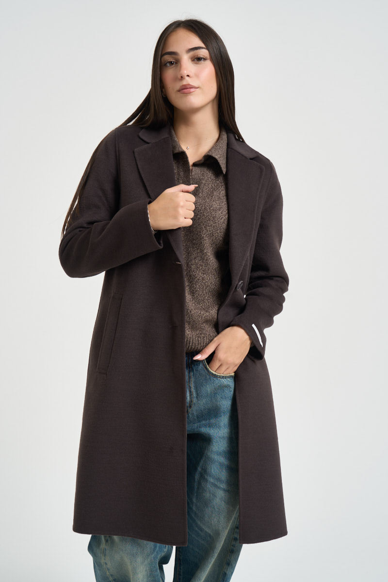 Cappotto donna monopetto marrone ESODO 008 EMME 