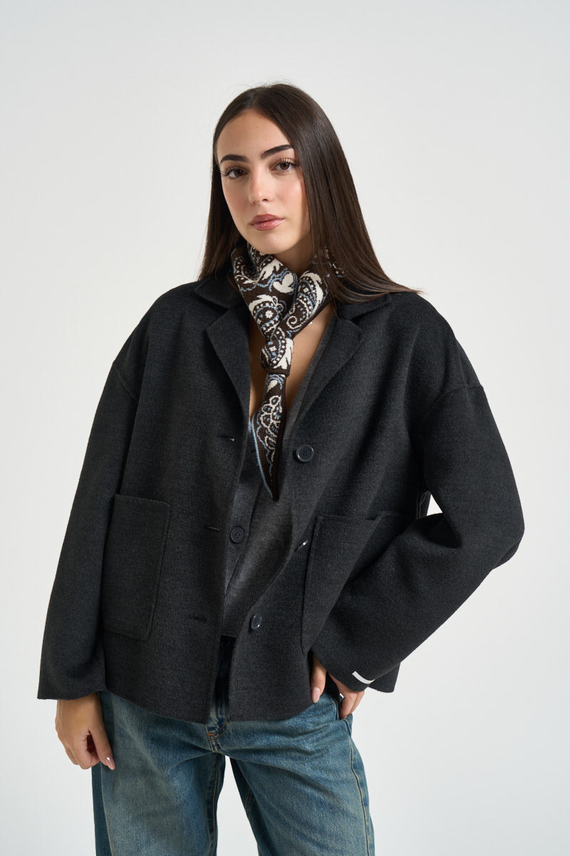 Cappotto donna corto antracite FLIPPER 011 EMME 