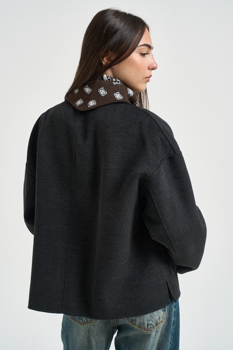 Cappotto donna corto antracite FLIPPER 011 EMME 