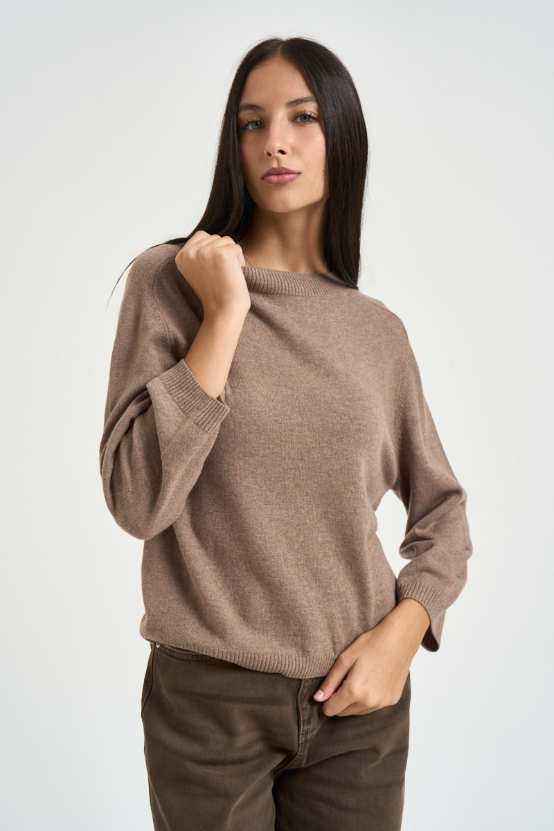 Maglia donna girocollo tortora GREIGE 004 EMME 