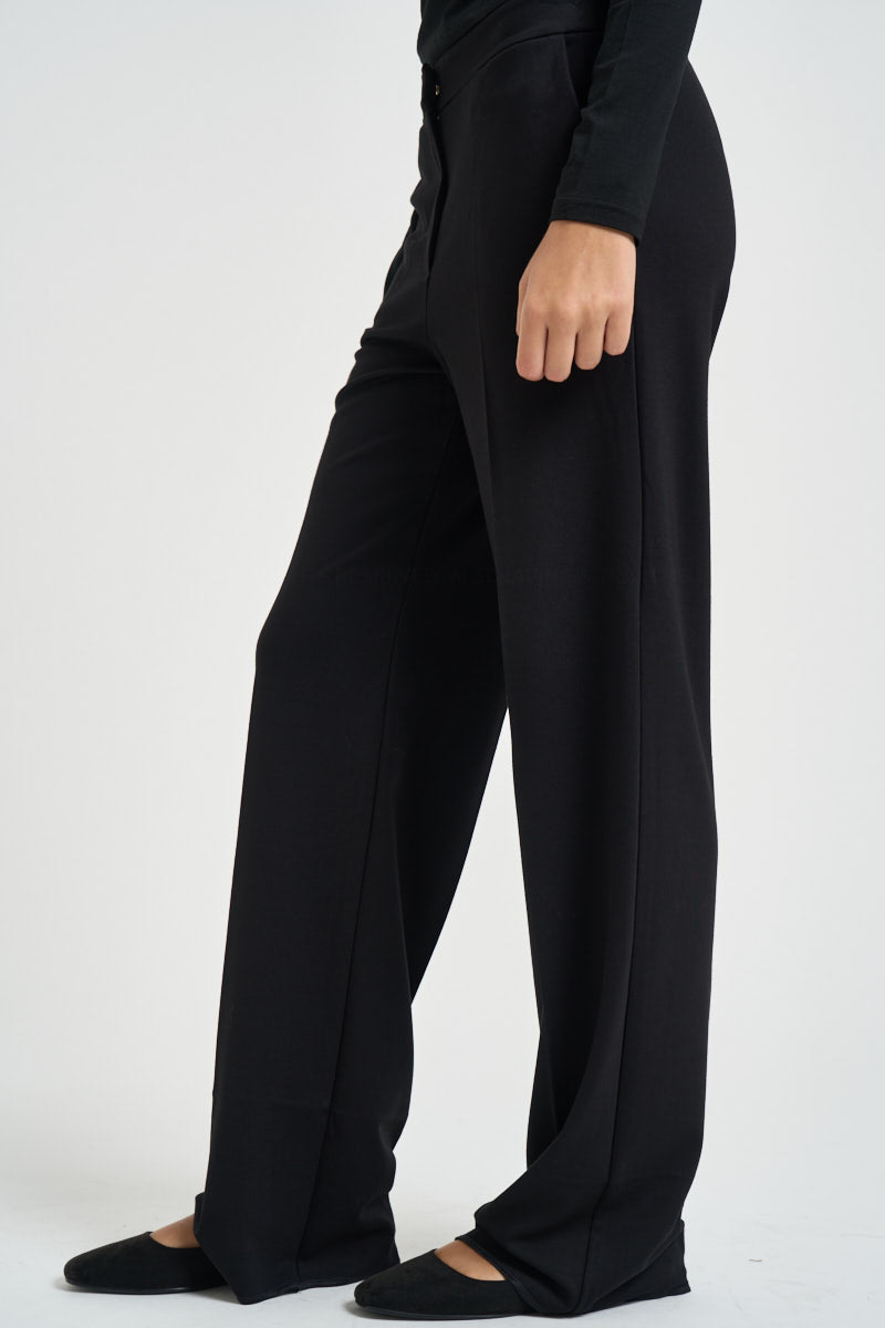 Pantaloni donna gamba larga neri PALACE 005 EMME 
