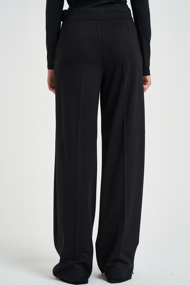 Pantaloni donna gamba larga neri PALACE 005 EMME 