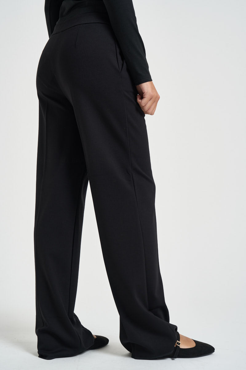 Pantaloni donna gamba larga neri PALACE 005 EMME 