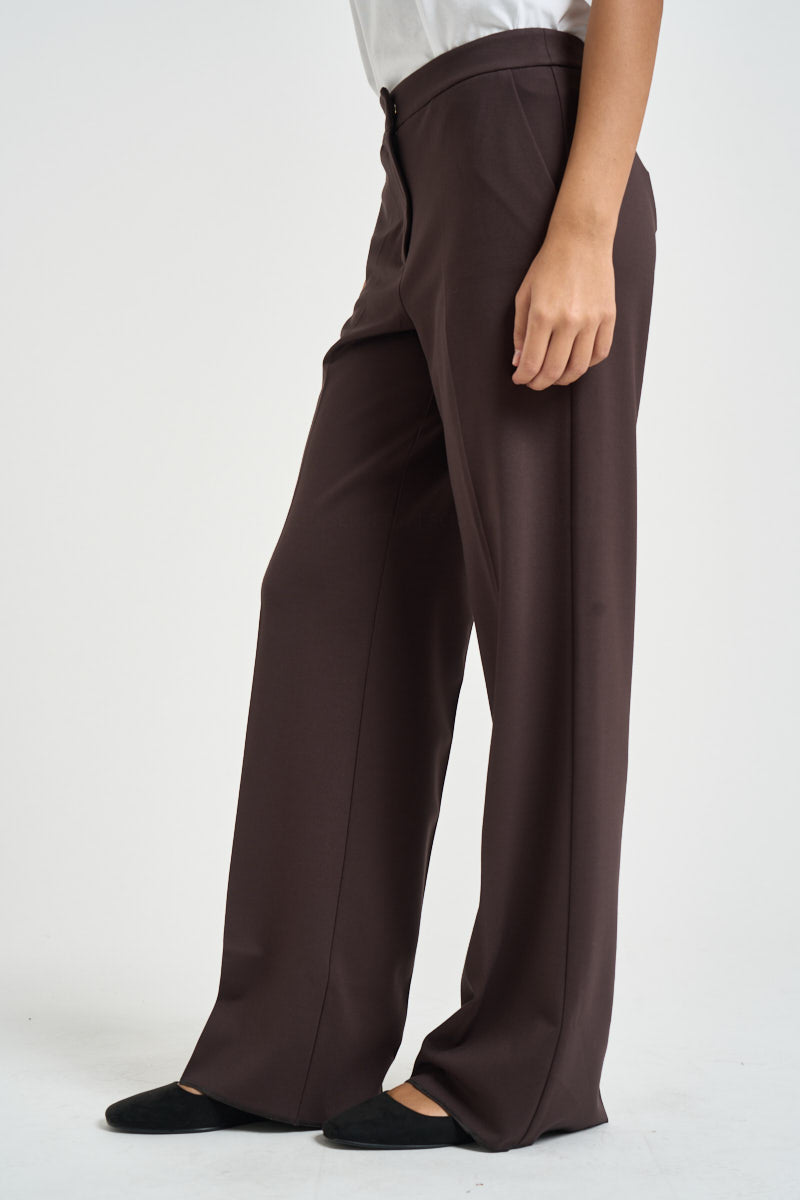 Pantaloni donna gamba larga marrone PALACE 006 EMME 