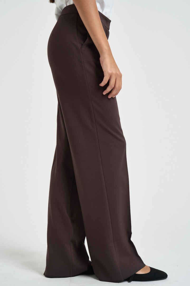 Pantaloni donna gamba larga marrone PALACE 006 EMME 