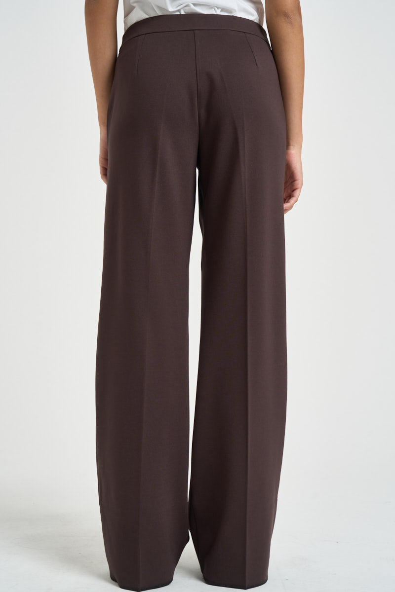 Pantaloni donna gamba larga marrone PALACE 006 EMME 