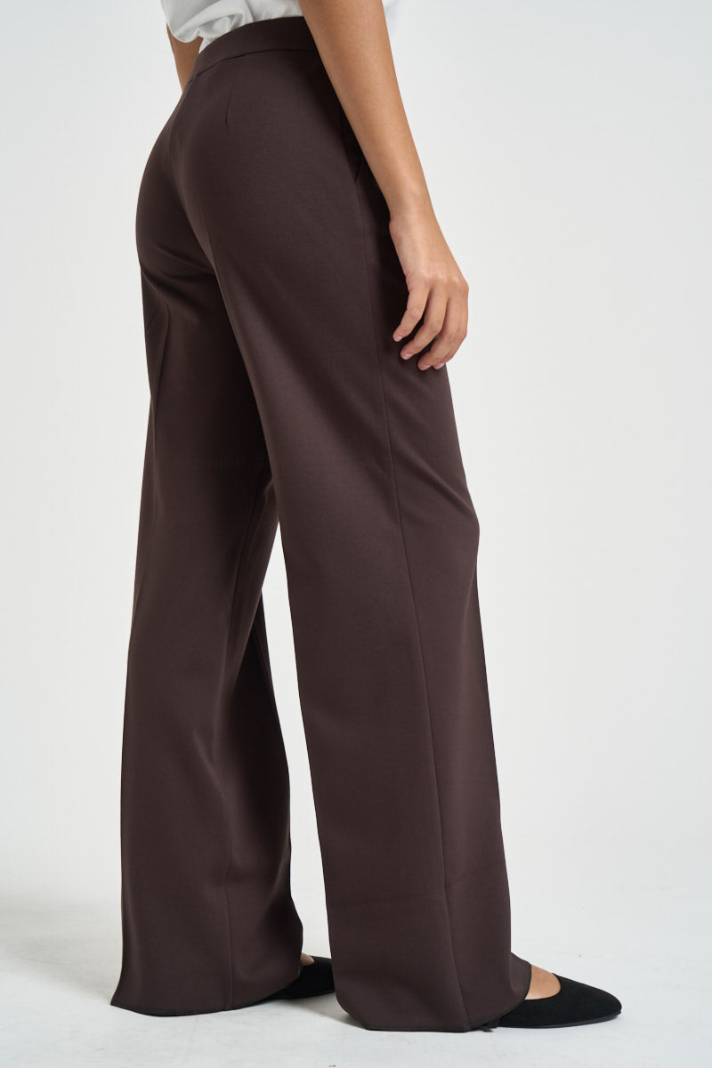 Pantaloni donna gamba larga marrone PALACE 006 EMME 