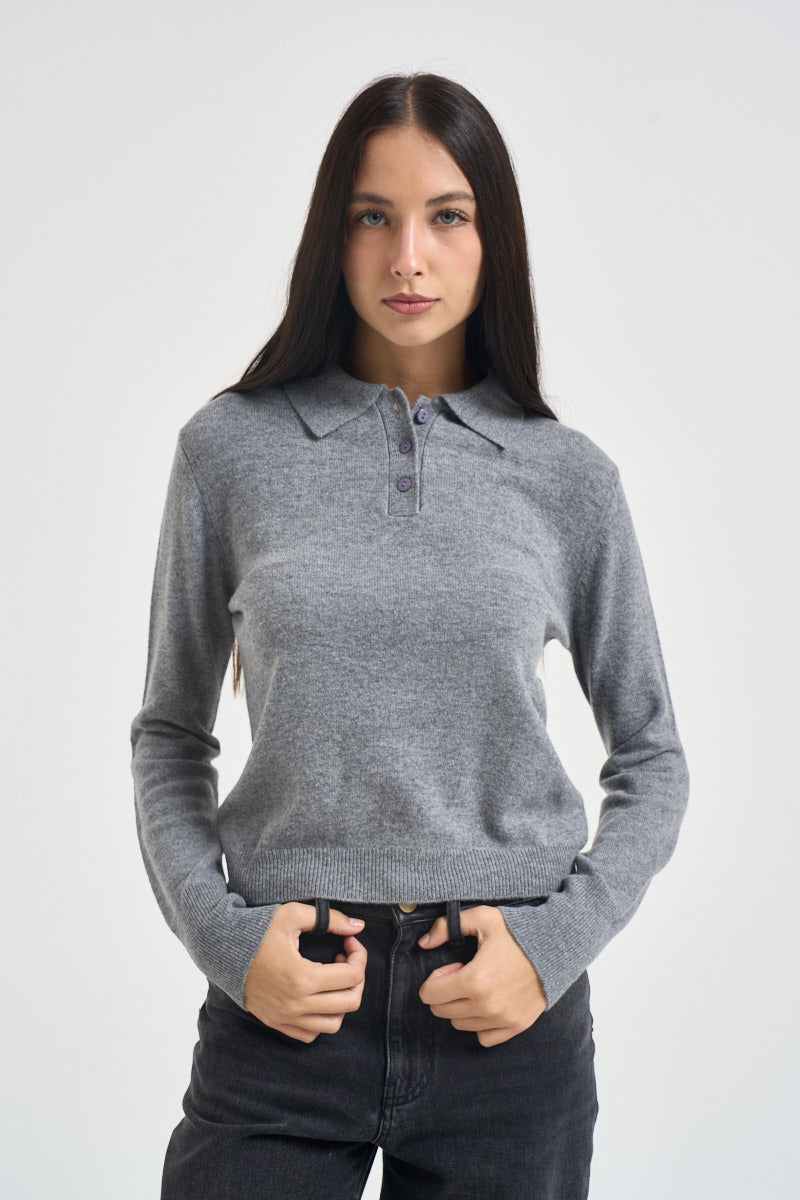 Maglia donna polo grigio mélange SPONDA 002 EMME 