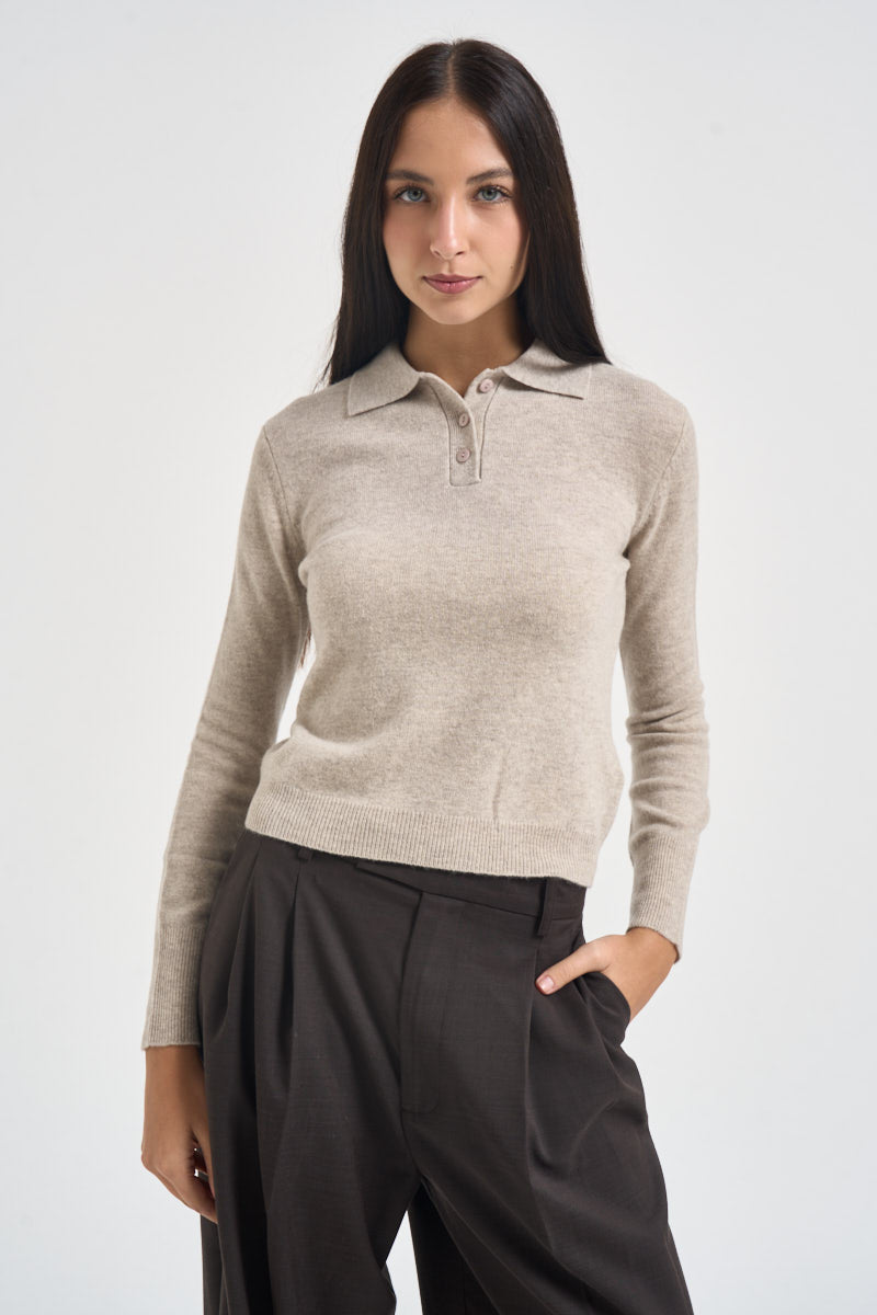 Maglia donna polo sabbia mèlange SPONDA 006 EMME 