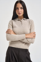 Maglia donna polo sabbia mèlange SPONDA 006 EMME 